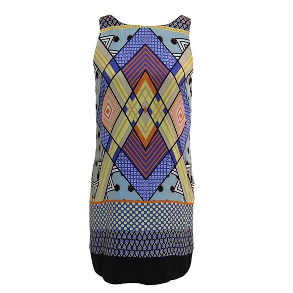 "Single" Geometric Silk Mini-Dress - Small - CUTE! - Picture 1 of 4